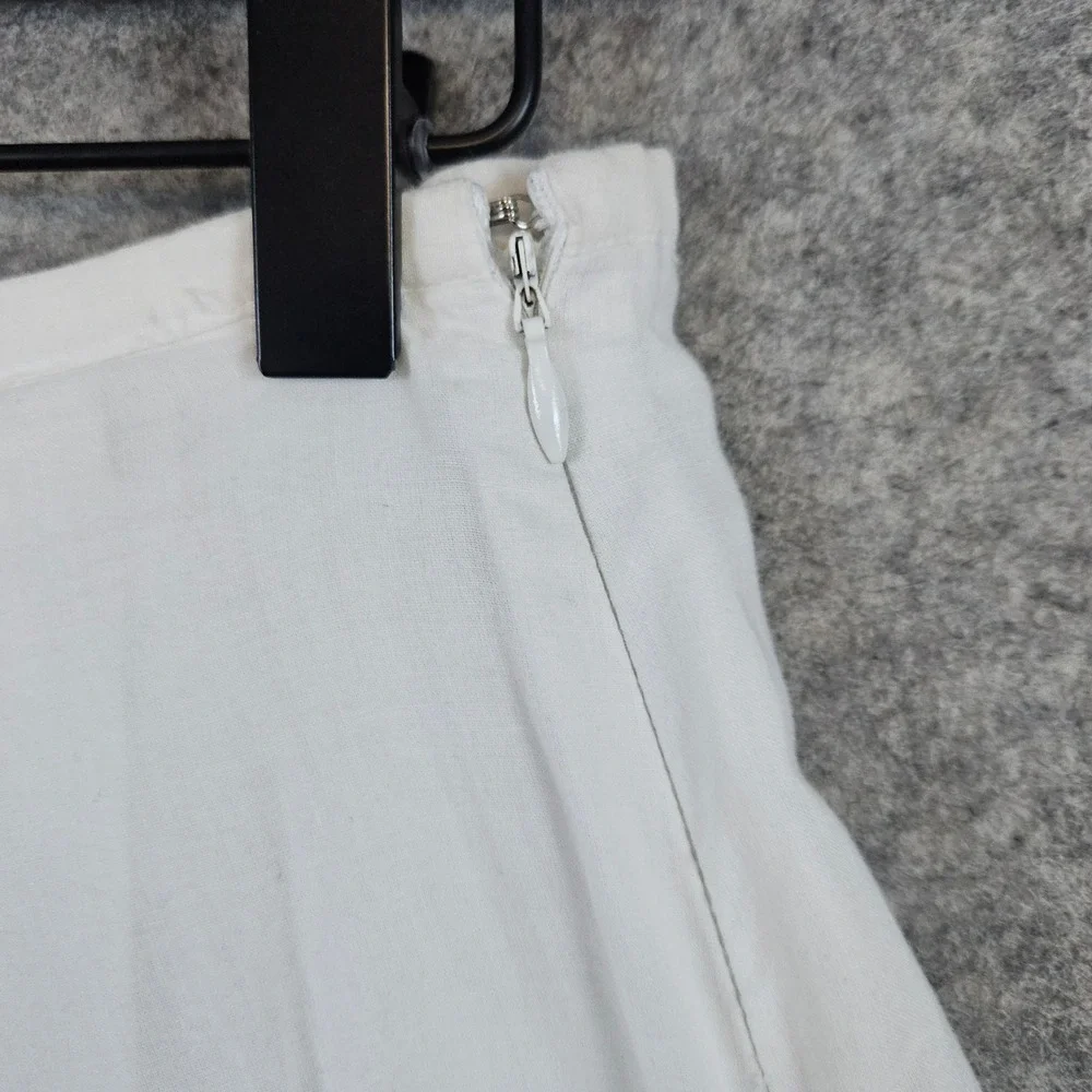 Robbie Bee White‎ Black Stripes Full Pleated Cotton Skirt Women's Size 8 SPOTS